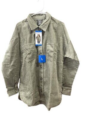 Women's Corduroy Shirt Jacket, Matty m, L, Green, NWT